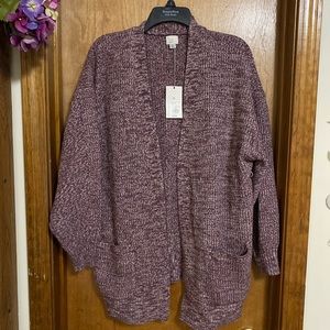 A New Day. Purple and White Cardigan with Pockets
